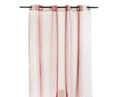 Street Home 66566 Sun Vorhang Len/Polyester/Metall gestreift rot 140 x 250 cm