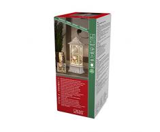 Konstsmide, 4364-200, LED Wasserlaterne Weihnachtsmann mit Hund, weiß, wassergefüllt, 5h Timer, warm weiße Diode, batteriebetrieben, Innen