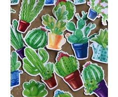 Navy Peony süße Getopfte Kaktus Sticker Set | kleine wasserdichte Sticker für Laptop, Skateboards und Handyhüllen | süße Sticker für Scrapbooking, Tagebuch, Planer und Zeitung (21 Stück)