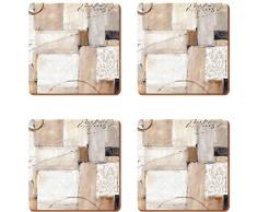 CREATIVE TOPS Neutral Abstrakt Premium Unterseite aus Kork quadratische Tischsets, Holz/MDF, braun, 4-TLG.