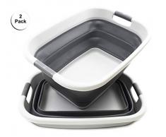 SAMMART Faltbarer Wäschekorb aus Kunststoff – Faltbarer Pop-Up-Aufbewahrungsbehälter/Organizer – tragbarer Wäschekorb – platzsparender Wäschekorb hellgrau