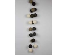 Cotton Ball Lights Braun 20 LED Lichterkette mit USB Anschluss, Baumwolle, weiß-Eierschale-hell