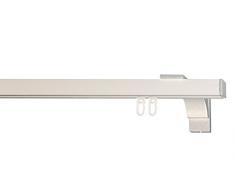 indeko COLMAR, eckige Gardinenschiene mit Innenlauf aus Aluminium auf Maß, 1-Lauf, silber, Komplettset mit Zubehör