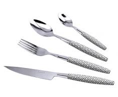 Lisa Dalban 31100034 Calicot Pixel Besteckset, 16-teilig, Edelstahl, 26,4 x 13,9 x 6,4 cm, Edelstahl, rostfrei, Schwarz, 26,4 x 13,9 x 6,4 cm