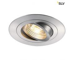 SLV LED Deckeneinbaustrahler NEW TRIA 78 XL I rund, QPAR 51, GU10, single, CS, Clipfedern, matt aluminium, Einbauleuchte, Deckenstrahler, Deckenleuchte, schwenkbare Deckeneinbauleuchte, Indoor