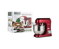 MAGNANI Multifunktionale Küchenmaschine 1000 W Rot, Knetmaschine mit 6 Geschwindigkeitsstufen, Rührmaschine, Rührgerät mit 5 l Rührschüssel aus Edelstahl