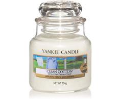 Yankee Candle kleine Duftkerze im Glas, Clean Cotton, Brenndauer bis zu 40 Stunden