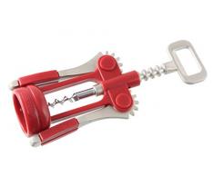 Fackelmann Hebkorkenzieher BORD, funktionaler Weinöffner, Hebelkorkenzieher (Farbe: Rot/Silber), Menge: 1 Stück