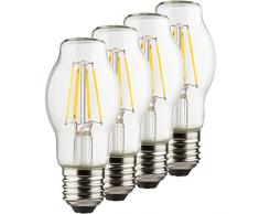 MÜLLER-LICHT 400210 A++, 4er-SET Retro-LED Lampe BTT ersetzt 60 W, Glas, E27, weiß, 4.6 x 4.6 x 10.7 cm dimmbar