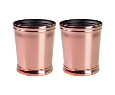 mDesign 2er-Set Mülleimer aus Metall – optimal als Papierkorb oder Abfalleimer für Küche, Bad und Büro – modernes Design und hochwertige Materialien – rotgoldfarben