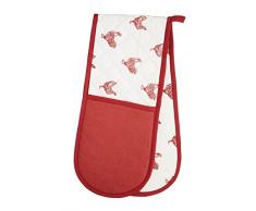 Kitchen Craft French Hen Bedruckte Doppel Ofenhandschuhe, Baumwolle, Creme/rot, 1 x 86 x 18 cm