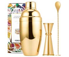 Homestia Cocktail-Shaker-Set, mit doppeltem Cocktailbecher und Rührlöffel, 570 ml, Rosa fein 20 oz Gold