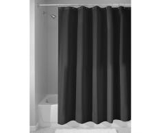 iDesign Duschvorhang aus Stoff, waschbarer Badewannenvorhang aus Polyester in der Größe 180,0 cm x 200,0 cm, wasserdichter Vorhang mit verstärktem Saum, schwarz