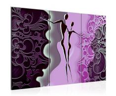 Bilder Abstrakt Figuren Wandbild 120 x 80 cm Vlies - Leinwand Bild XXL Format Wandbilder Wohnzimmer Wohnung Deko Kunstdrucke Violett 3 Teilig -100% MADE IN GERMANY - Fertig zum Aufhängen 301531a