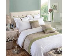 OSVINO Bettläufer Leinen Feuchtigkeitsbindend Atmungsaktiv Betttuch Bett-Deko für Sofa Schlafzimmer Hotel, Beige 240x 50cm für 180cm Bett