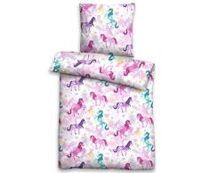 biberna 0044750 Linon Bettwäsche Kids & Teens Garnitur mit Kopfkissenbezug (Baumwolle) 1x 100x135 cm + 1x 40x60 cm, pink