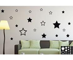 Kleb-drauf - 19 Sterne - Aufkleber zur Dekoration von WÃ¤nden, Glas, Fliesen