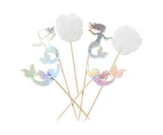 Talking Tables We Heart Mermaid, Kuchenverzierungen und Pompons, Papier (12 Stück)