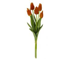 Real-Touch Tulpenbund mit 5 Blüten, 53 cm, Frühjahrsdeko, Frühlingsdeko, Osterdeko, Kunstblumen, Künstliche Blumen, Orange