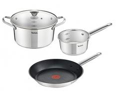 Tefal Simpleo B815S4 Topf- und Pfannenset 4 tlg. (20 cm, 16 cm, 28 cm), Edelstahl/schwarz