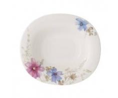 Villeroy & Boch Mariefleur Gris Basic Ovaler Suppenteller, 24 x 21 cm, Premium Porzellan, WeiÃ/Bunt