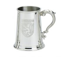 Edwin Blyde & Co 1 Pint Bierkrug mit massiven Basis aus Metall – geprägt mit Schottland Shield und Georgischer Griff, Zinn