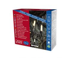 Konstsmide 6060-100 LED Minilichterkette / für Außen (IP44) / 24V Außentrafo / 120 warm weiße Dioden / grünes Kabel