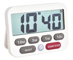 TFA Dostmann Digitaler Timer und Stoppuhr, Kunststoff, Weiß, 9 x 2 x 9 cm