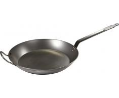 DE BUYER 5110.40 Runde Lyonnaise Bratpfanne aus schwerem Eisenstahl 40 cm