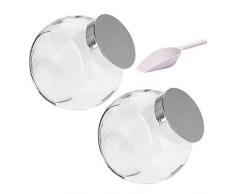 Viva Haushaltswaren - 2 x Bonbonglas 2 L, Glasdosen Set mit Deckel als Zuckerdose, Vorratsdose für Mehl, Müsli etc. verwendbar (inkl. einer Schaufel)
