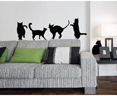 Decoramo Wandtattoos Wanddeko Katzen, PVC, schwarz, 120Â x 0.1Â x 30Â cm