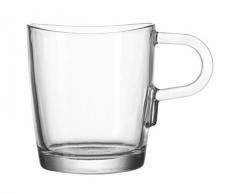 Leonardo Loop Kaffeetasse, 6-er Set, 260 ml, spülmaschinengeeignet, hitzebeständiges Klarglas, 043365
