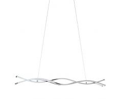 EGLO LED Pendellampe Lasana 2, 3 flammige Pendelleuchte, Hängeleuchte aus Alu, Stahl, Kunststoff, Farbe: chrom, weiß, L: 100 cm