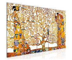Bilder Gustav Klimt - Tree of Life Wandbild 200 x 80 cm Vlies - Leinwand Bild XXL Format Wandbilder Wohnzimmer Wohnung Deko Kunstdrucke Gelb 5 Teilig - MADE IN GERMANY - Fertig zum Aufhängen 700055a