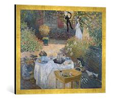 Gerahmtes Bild von Claude Monet The Luncheon: Monets Garden at Argenteuil, c.1873, Kunstdruck im hochwertigen handgefertigten Bilder-Rahmen, 70x50 cm, Gold Raya