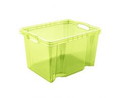 keeeper Aufbewahrungsbox mit integrierten Griffen, Größe: M, 35 x 27 x 21 cm, 13,5 l, Franz, Grün Transparent