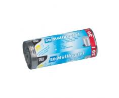 Papstar Müllbeutel / Müllsäcke (20 Stück), 30 l, transparent aus LDPE-Folie (Stärke 17 my) 60 x 50 cm, für Treteimer und kleine Mülleimer, Papierkörbe etc. #12065