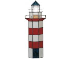 Lumilamp 5LL-1166 Tiffanny Stil Leuchtturm Tischlampe Burolampe Rot/Weiss/Blau 21 * 56 cm / 2X E14 max 25w dekoratives buntglas Tiffany Stil