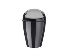koziol Schwingdeckeleimer 5 L Del S, Kunststoff, solid schwarz, 21,6 x 21,6 x 37 cm