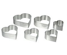 Dr. Oetker Ausstecher 6er Herz, Ausstechformen für die Weihnachtszeit, Ausstecher aus hochwertigem Weißblech - vielfältige Motive (Farbe: Silber), Menge: 1 x 6er Set