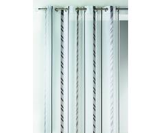 Home Maison HM6988301 Fantaisie Vorhang, gestreift, Organza, 140 x 260 cm, Polyester, Grau