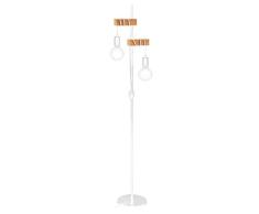 EGLO Stehlampe Townshend, 2 flammige Vintage Stehleuchte im Industrial Design, Retro Standleuchte aus Stahl und Holz, Farbe: Weiß, braun, Fassung: E27, inkl. Schalter