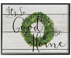 The Stupell Home Décor Collection Wandschild, Buchsbaumkranz, Holzwerkstoffe, Mehrfarbig, 27.94 x 3.81 x 35.56 cm