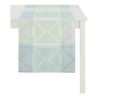 APELT Läufer, Polyester, Hellblau/türkis, 44 x 140 x 0.5 cm