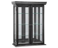 Design Toscano Country Tuscan Wandvitrine ‚Toskana‘ , Holz, Schwarz, 7.5 x 20 x 26 cm