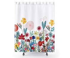 Homewelle Bunte Wildblumen-Duschvorhang, Kräuter, Vintage-Blumen, Botanisches Dorf, Blumen, grüne Blätter, Frühling, wasserfester Stoff, 183 x 183 cm (B x H), für Badezimmer, Heimdekoration, 12 Stück