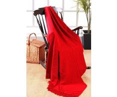 EliteHomeCollection Überwurf / Decke, 225 x 250 cm, 100 % indisches Polyester, Chenille, rot, Doppelbett