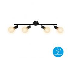 Briloner Leuchten Spotleuchte, Deckenspot 4-flammig, Retro/Vintage, Spotköpfe dreh- und schwenkbar, 4x E27, max. 60W, Metall, Schwarz, 60 W