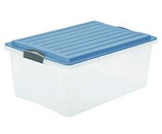 Rotho 1767706161 Compact Aufbewahrungsbox mit Deckel Kunststoff (PP) transparent/blau