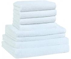 NatureMark 8 TLG. FROTTIER Handtuch-Set mit verschiedenen Größen 4X Gästetücher, 2X Handtücher, 2X Duschtücher | Farbe: Weiß | 100% Baumwolle